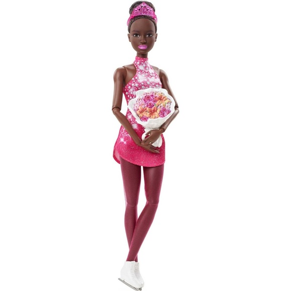 Barbie Ice Skater Doll, Brunette Fashion Doll with Pink Leotard, Trophy NEW - Picture 2 of 7